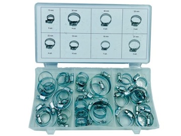 OPASKI ZACISKOWE ŚLIMAKOWE OBEJMY 34 SZT. 13-38 MM