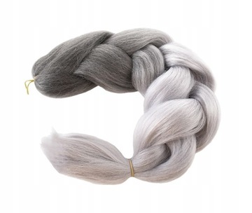Włosy Syntetyczne Na Warkoczyki Dredy Proste Ombre Pasma Szaro Czarne Modne