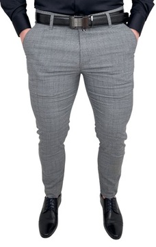 Szare spodnie slim fit meskie w krate Dividers 32