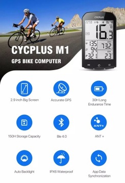 Велосипедный компьютер CYCPLUS Bluetooth ANT+ GPS