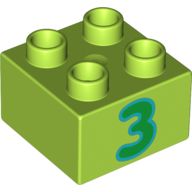 LS NOWE LEGO DUPLO TEMATYCZNY KLOCEK 2x2 CYFRA 3
