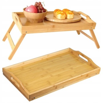 STOLIK ŚNIADANIOWY TACA BAMBUS 50x30x7 cm KINGHOFF
