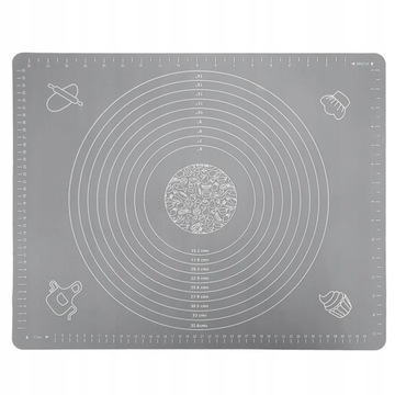 Stolnica silikonowa 50 x 70 cm szara nieprzywierająca z podziałką miarą