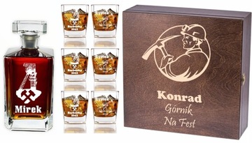 SKRZYNKA KARAFKA SZKLANKI DO WHISKY Z GRAWEREM!