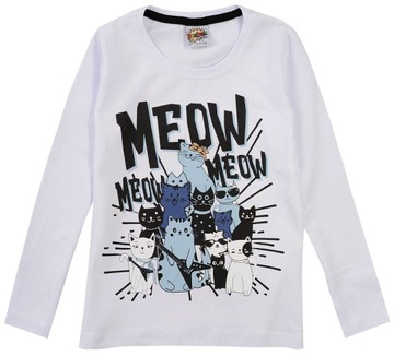 BAMBAM BIAŁA BLUZKA KOTKI DŁUGI RĘKAW 3/4 H202A