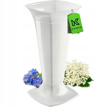WAZON FLAKON NA CMENTARZ 39cm KWIATY ŻYWE SZTUCZNE GRÓB PLASTIKOWY BIAŁY