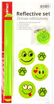 ZESTAW ELEMENTÓW ODBLASKOWYCH DLA DZIECKA ODBLASKI OPASKA NAKLEJKI 8 EL