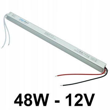 ZASILACZ LED ULTRASLIM CIENKI I NISKI 48W 12V IP20 WEWNĘTRZNY MEBLOWY