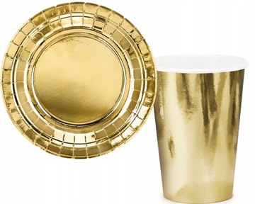 НАБОР БУМАЖНЫХ ТАРЕЛОК И ЧАШЕК РОЗОВОГО ЗОЛОТА