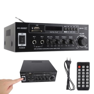 WZMACNIACZ DO GŁOŚNIKÓW KOLUMN Z RADIEM FM STEREO BLUETOOTH 5.0