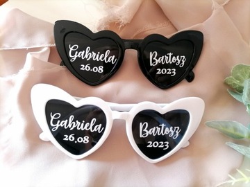 очки-сердечки на свадьбу, девичник, персонализированные с надписями
