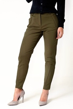 Vero Moda Spodnie do kostki z wysokim stanem eleganckie zielone khaki 38 M