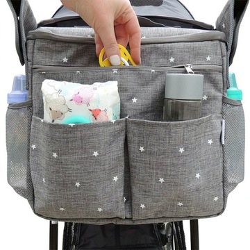 СУМКА ДЛЯ КОЛЯСКИ, РЮКЗАК ДЛЯ МАМЫ, ТЕРМООРГАНАЙЗЕР, МОЛНИЯ, КАРМАНЫ, СЕРЫЙ