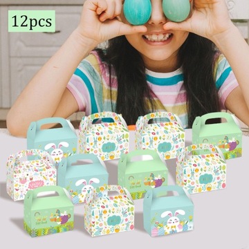 12 коробок для яиц с кроликами для пасхальных угощений. Симпатичные коробки для яиц с кроликами, стиль Happy 4.