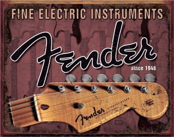 Metalowy plakat blacha USA FENDER STRATOCASTER