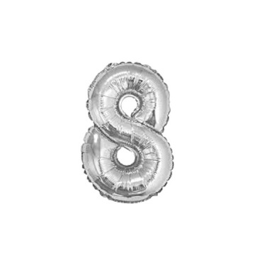 Balon foliowy cyfra ''8'' srebrna 100cm