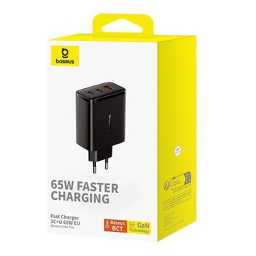 ИСТОЧНИК ПИТАНИЯ БЫСТРОГО СЕТЕВОГО ЗАРЯДНОГО УСТРОЙСТВА BASEUS 2X USB-C + USB PD 3.0 QC 3.0 65 Вт