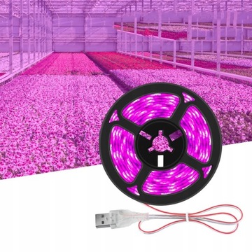 TAŚMA LED OŚWIETLENIE DO WZROSTU UPRAWY ROŚLIN UV WODOODPORNA 100CM 60LED