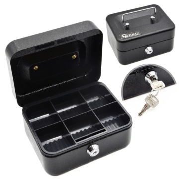 METALOWA KASETKA NA PIENIĄDZE NA KLUCZ SEJF MAŁA DO SKLEPU FIRMY CZARNA