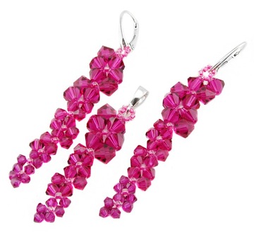 ARSYLION komplet z kryształkami fuchsia 925 w pudełku