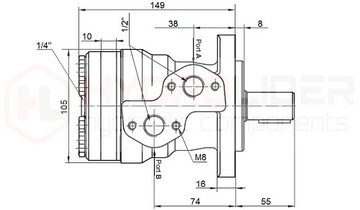САМЫЙ МОЩНЫЙ ГИДРАВЛИЧЕСКИЙ ДВИГАТЕЛЬ BMRY 50 800 об/мин 8,9 кВт 112 Нм ВАЛ 25