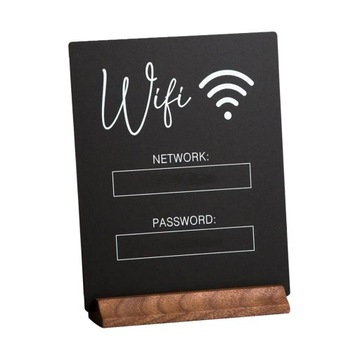 Tabliczka z hasłem WiFi, wolnostojąca, przenośna, wielofunkcyjna tablica, czarna