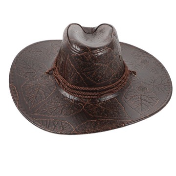 BONNET MĘSKI CZAPKA PANAMA SKÓRZANA FEDORA