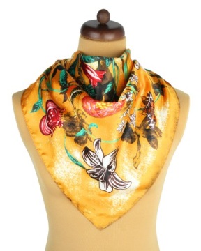 CHUSTA APASZKA DAMSKA ŻÓŁTA W KOLOROWE KWIATY
