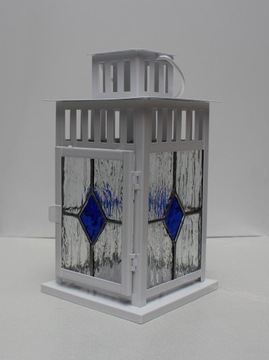 Витражный фонарь Синий акцентный фонарь для сада и дома