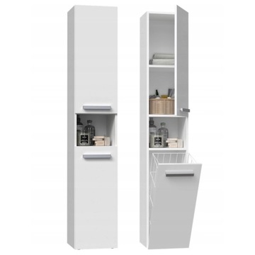 СТОЙКА ДЛЯ ВАННОЙ, ПОЛКА ДЛЯ ВАННОЙ С КОРЗИНОЙ ДЛЯ БЕЛЬЯ, БЕЛАЯ 31x174x30 см