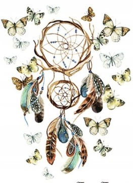 Tatuaż zmywalny łapacz snów dreamcatcher motyl HIT