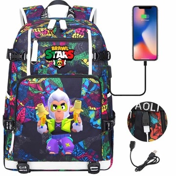Plecak Brawl Stars Bananas Colt z ładowaniem USB. Duża pojemność