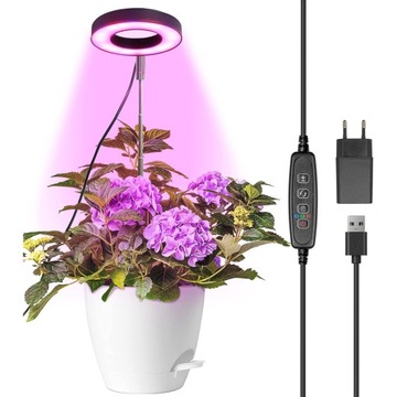 LAMPA DO WZROSTU ROŚLIN LED TIMER CZARNY USB NOWY