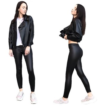 Legginsy spodnie EKOSKÓRA latex mat L1 3XL/46