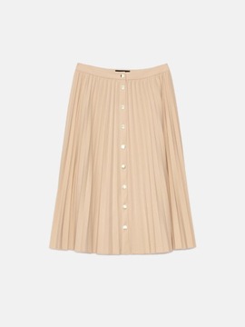 ПРОСТАЯ КЛАССИЧЕСКАЯ БЕЖЕВАЯ ЮБКА МИДИ СО СКЛИСАМИ С СРЕДСТВАМИ 40