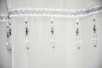 ГОТОВАЯ ШТОРА С БИСЕРАМИ КОЛЬЦА 145 х 250 ГЛАМУР БЕЛЫЙ