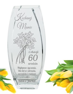 Ваза с ГРАВИРОВКОЙ 32см ДЕНЬ РОЖДЕНИЯ ЮБИЛЕЙ Юбилей СВАДЬБА Новоселье