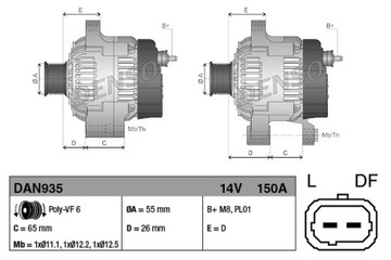 ALTERNÁTOR (14V, 150A) ALFA ROMEO 159, B