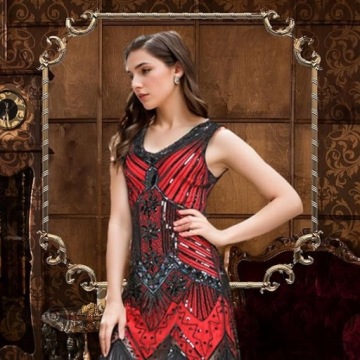 Ретро ПЛАТЬЕ костюм для взрослых Кабаре Дива Бурлеск 1920-х годов 3040 XL R2.5