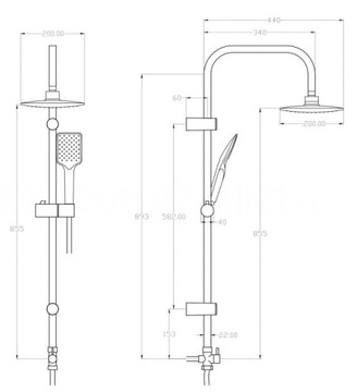 Термостатический смеситель для душа GROHE + кубический тропический душ Reihe КОЛОННА
