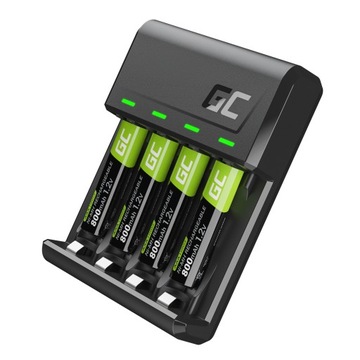 4x AKUMULATORKI AAA 800mAh GREEN CELL PALUSZKI + ŁADOWARKA BATERII AAA AA