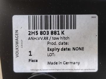 VW AMAROK ZAŘÍZENÍ(HÁK) ODEPÍNACÍ ORIGINÁLNÍ 2H5803881K