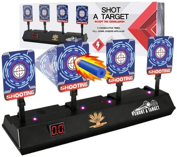 ЭЛЕКТРОННЫЙ ЩИТ 4 МИШЕНИ ДЛЯ НЕРФА + 30 СТРЕЛ