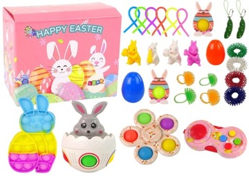 ZESTAW ZABAWEK WIELKANOCNYCH FIDGET TOYS ANTYSTRESOWE 29 ELEMENTÓW