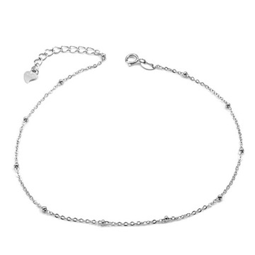 Bransoletka na nogę rodowana z kuleczkami 26 cm