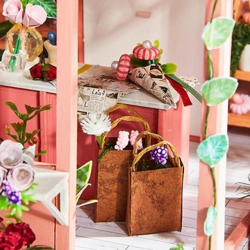 Розовая модель светодиодного пазла DIY FLORIST House 3D