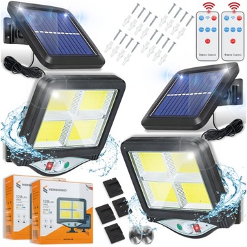 2X LAMPA LEDOWA ZEWNĘTRZNA Z CZUJNIKIEM RUCHU SOLARNA 128LED + PILOT