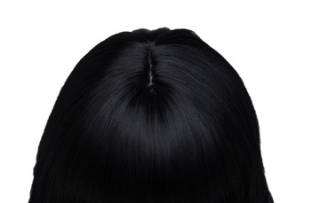 PERUKA DAMSKA WŁOSY DŁUGIE CZARNE FALE SZTUCZNE SYNTETYCZNE 65 CM Z GRZYWKĄ