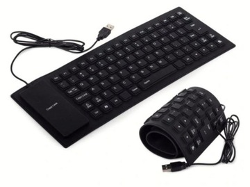 KLAWIATURA SILIKONOWA CZARNA USB cicha mobilna elastyczna