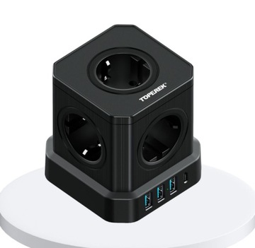 SMART KOSTKA PRZEDŁUŻACZ 2M 4x GNIAZDO 4x USB LISTWA ZASILAJĄCA